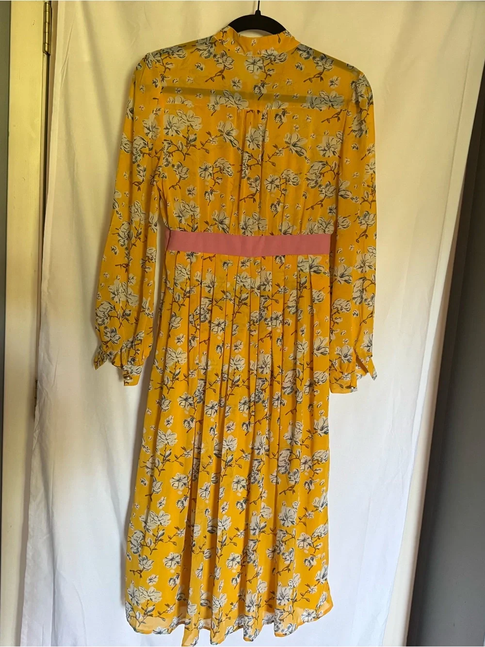 Dream Sister Jane Yellow Floral Belted Midi Dress - Size XS